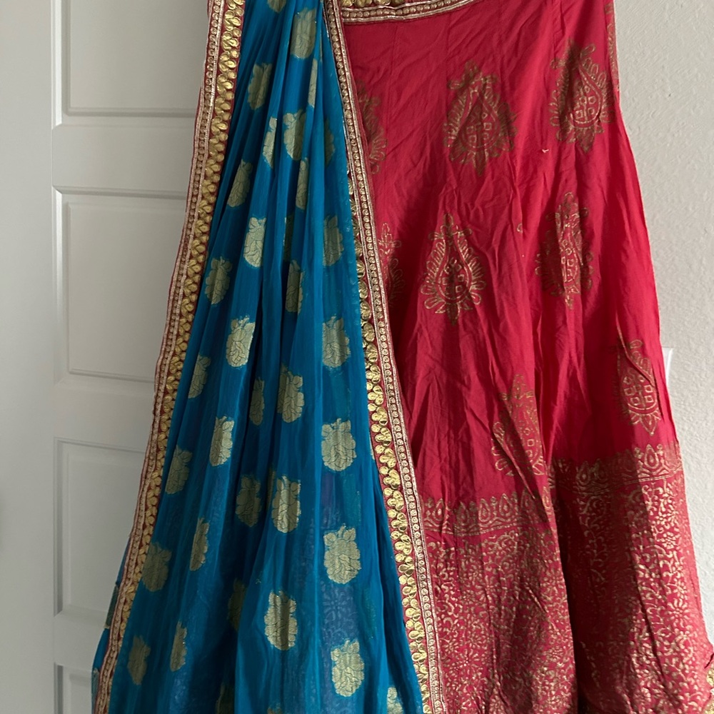 Elegant Pink and Blue Women's Skirt